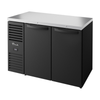 True Refrigeration 48 Inch Back Bar Refrigerator Featuring Black Exterior And Stainless Steel Countertop