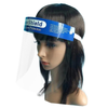Alt Tag: OMCAN 46665 Disposable Full-Face Shield with Anti-Fog Treatment worn on mannequin, clear splash protection visor