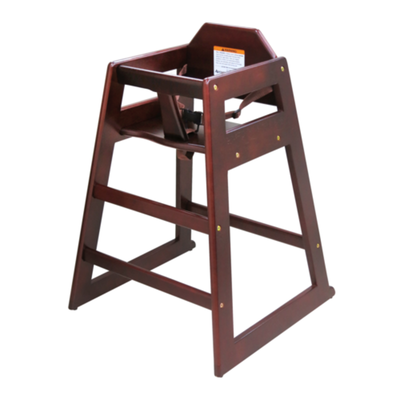 Generic HCW-5 Wooden High Chair Mahogany Finish Set-Up Model