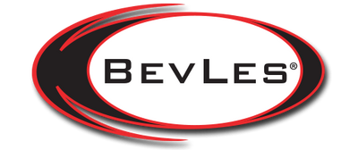 BevLes logo with red and black design on a white background
