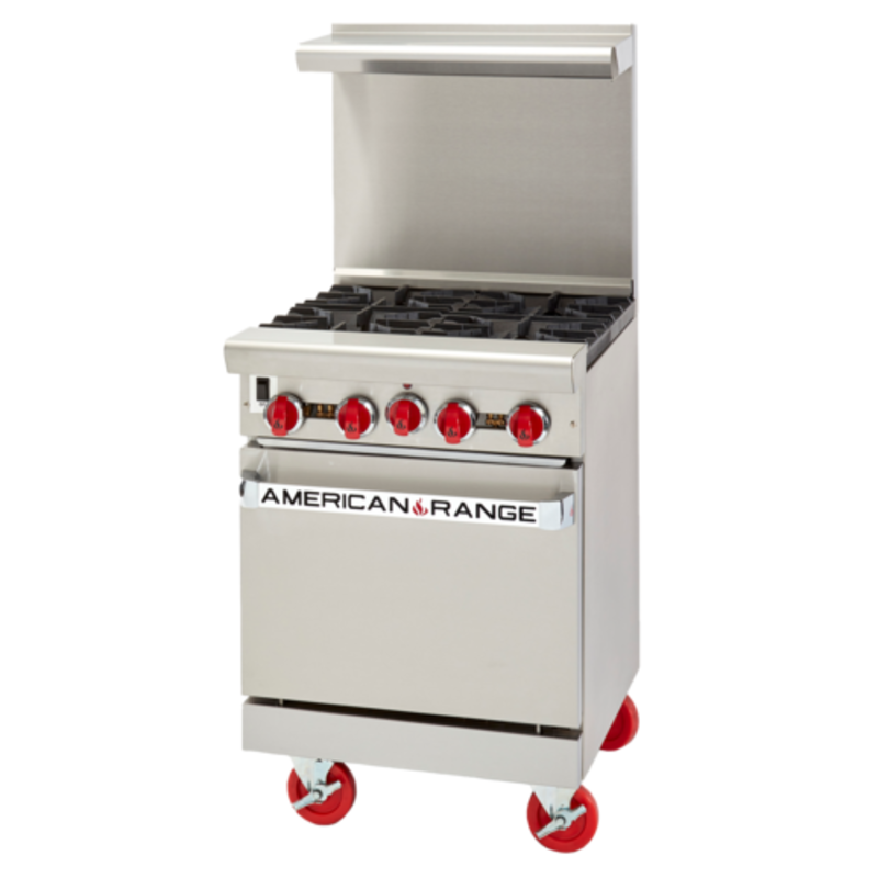 American Range ARGF-4-SB 24 Inch Gas Range With Storage Base Featuring Four Open Burners And Durable Construction