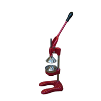 Omcan 23576 Cast-Iron Red Manual Lever Crank Citrus Juicer, heavy-duty countertop manual citrus press juice extractor