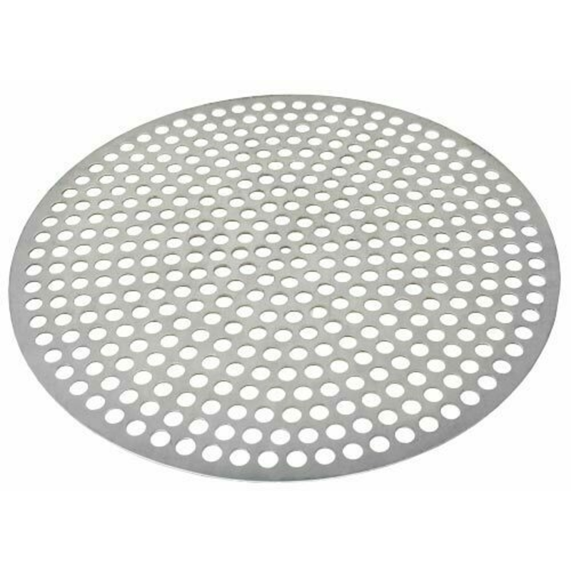 Omcan 46745 16-inch Aluminum Pizza Pan For Even Baking With Perforated Design For Improved Heat Distribution.
