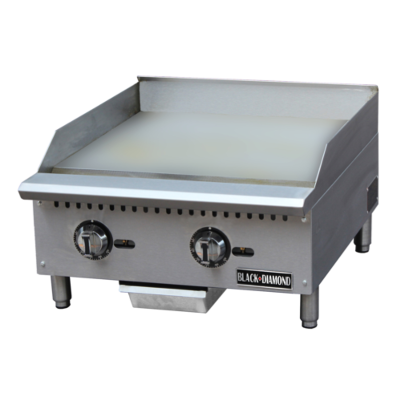 Black Diamond BDCTG-24T 24 Inch Countertop Gas Griddle With Thermostatic Controls