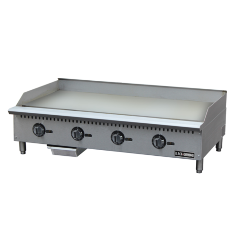 Black Diamond BDCTG-48T 48" Thermostatic Countertop Gas Griddle For Commercial Kitchen Use