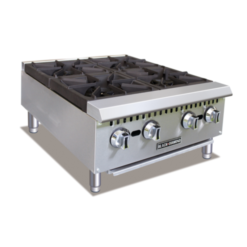 Black Diamond BDCTH-24 24 Inch Countertop Gas Hotplate With Four Burners For Professional Kitchens