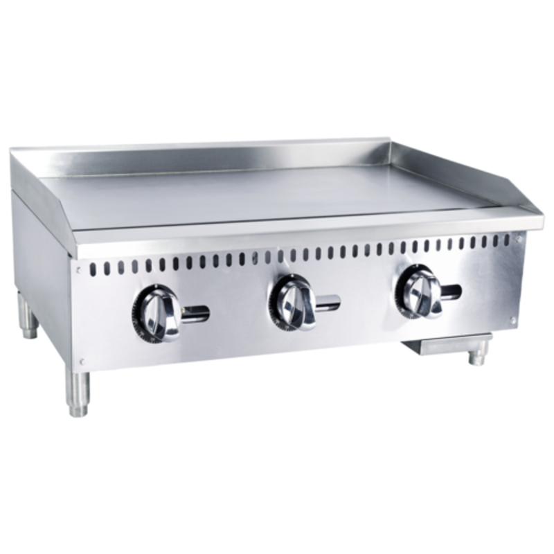 Black Diamond BDECTG-36/NG 36"W Countertop Gas Griddle For Commercial Kitchens And High-Volume Cooking.