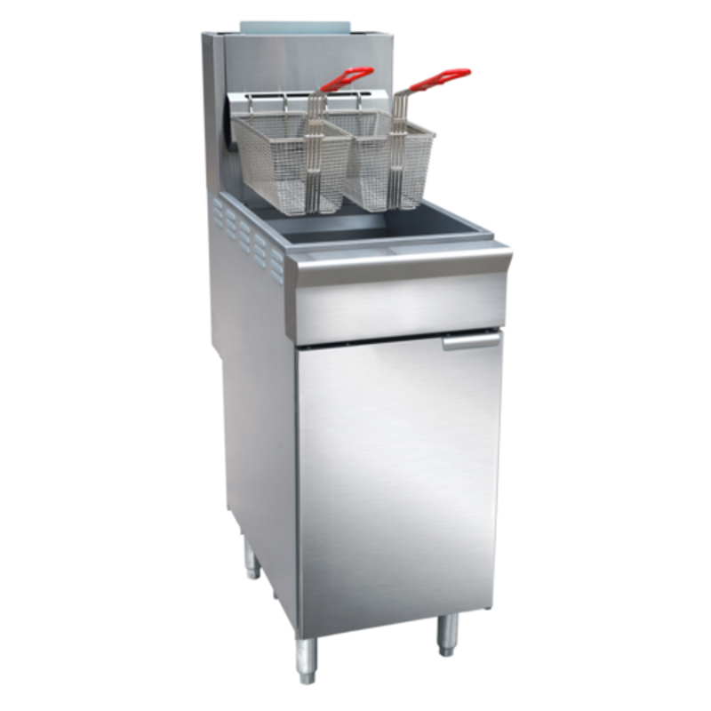Black Diamond BDGF-ES35/NG 35 lb. Natural Gas Floor Fryer With Two Baskets And Stainless Steel Design
