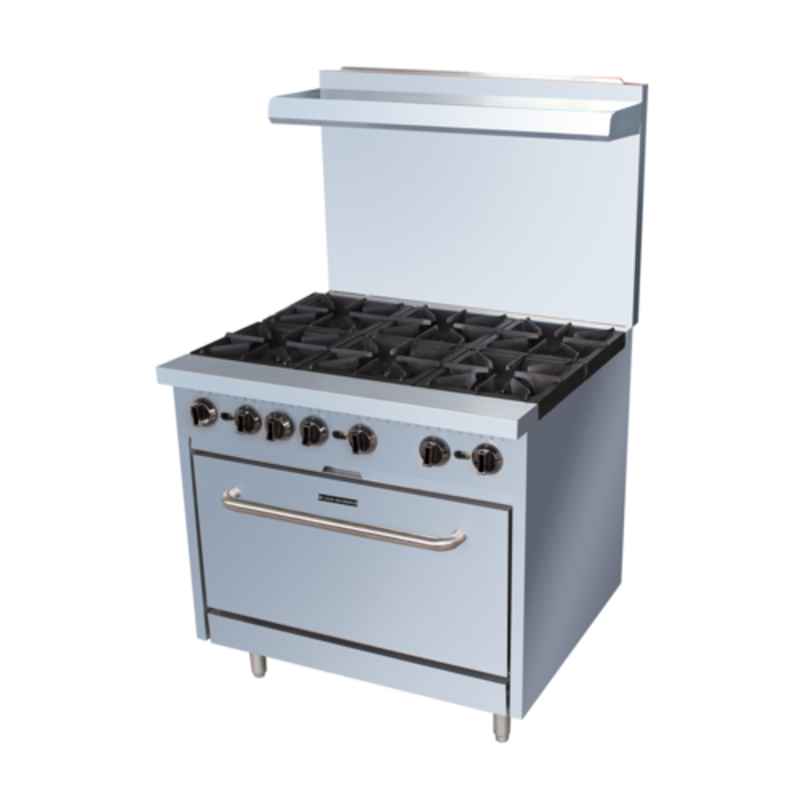 Black Diamond BDGR-36/NG 36" Natural Gas Restaurant Range 6-Burner With Reliable Cooking Features