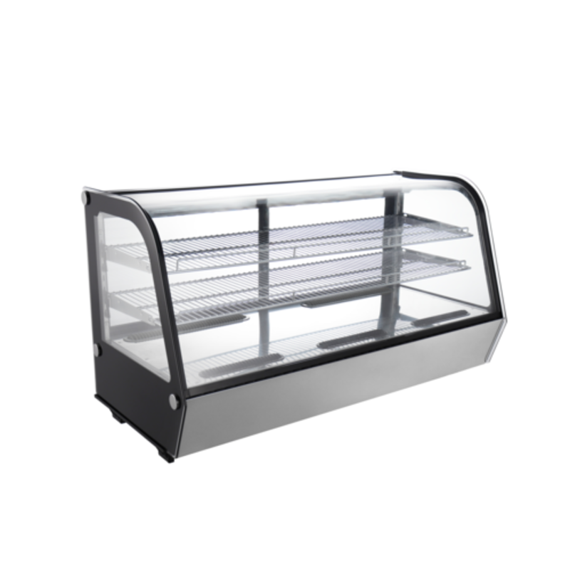 Refrigerated Countertop Display Case With Three Shelves For Clear Presentation Of Chilled Items
