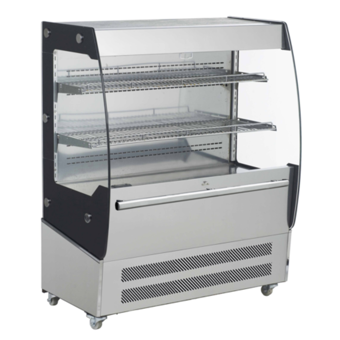Alt Tag: Black Diamond BDVACM-200 open air curtain merchandiser 39.5-inch open-front refrigerated display case with two adjustable shelves