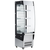 Open Air Refrigerated Merchandiser Display Featuring A Curved Glass Design And Adjustable Shelves For Easy Access