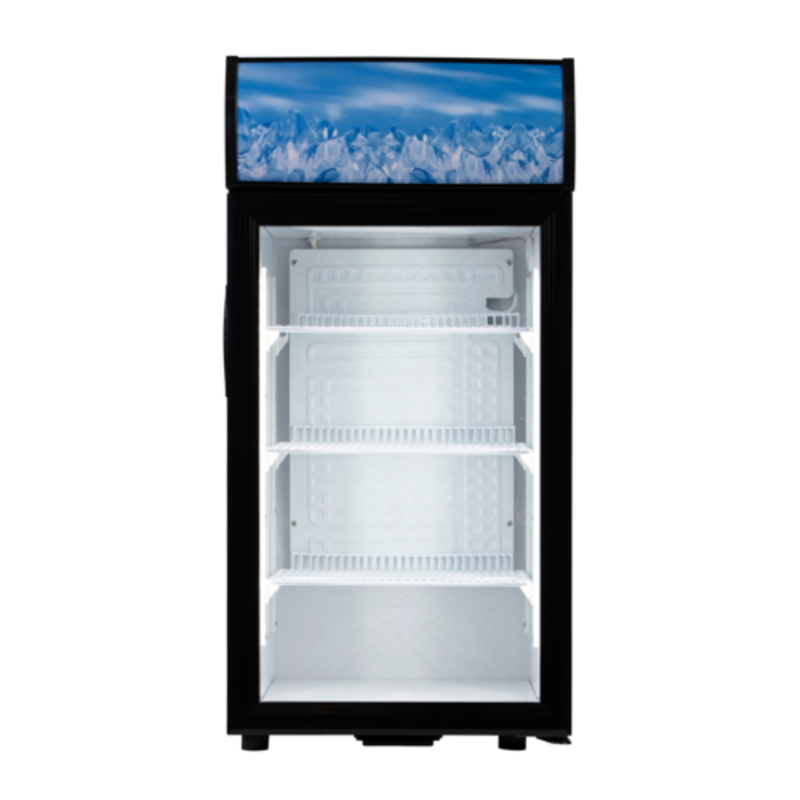 Black Diamond CDRF-1D countertop display refrigerator with glass door and three adjustable shelves, 2.7 cu ft commercial merchandiser