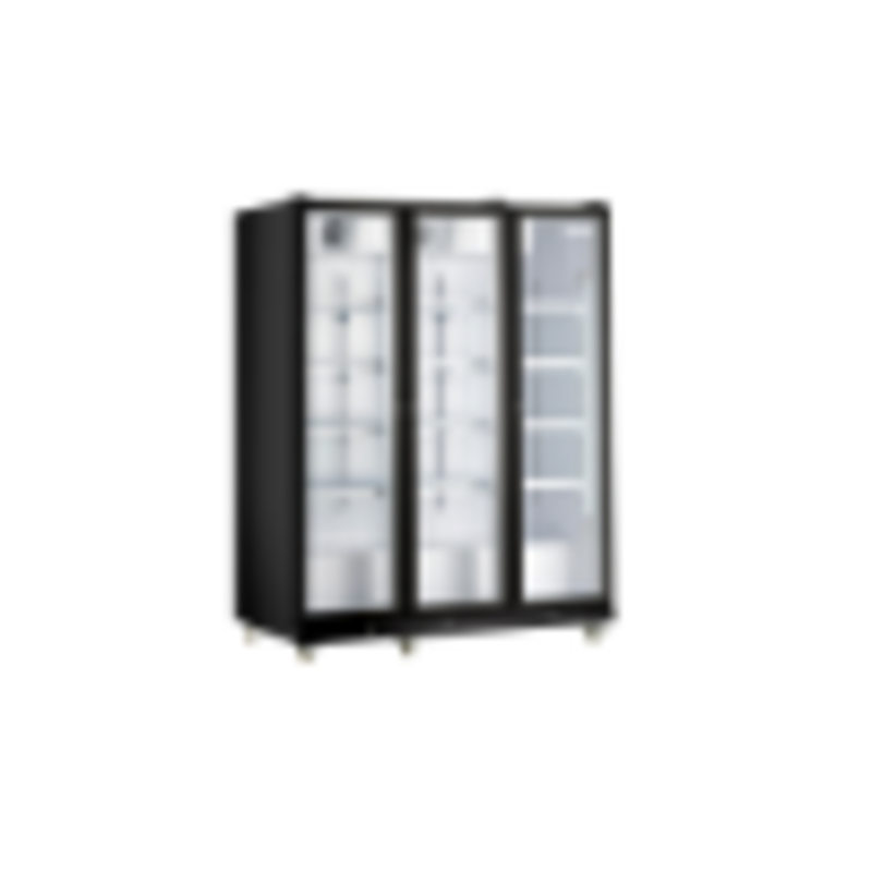 Omcan 48385 Three Glass Door Refrigerator Merchandiser With Three Glass Doors And Bright Interior Lighting.