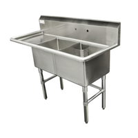 Thorinox TDS-2424-L24 74-1/2" x 29-1/2" Two Compartment Sink