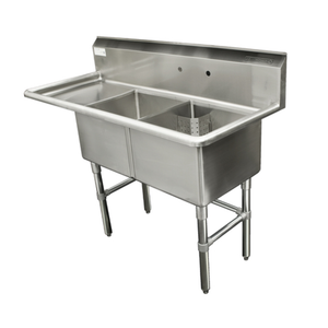 Thorinox TDS-2424-L24 74-1/2" x 29-1/2" Two Compartment Sink