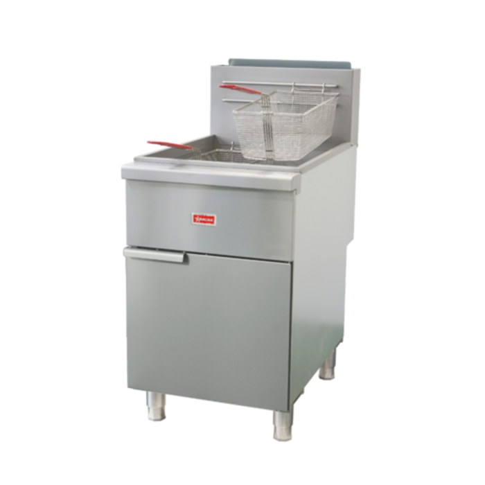 Friteuse au sol à gaz propane liquide Omcan 48639, capacité 2 x 17 kg