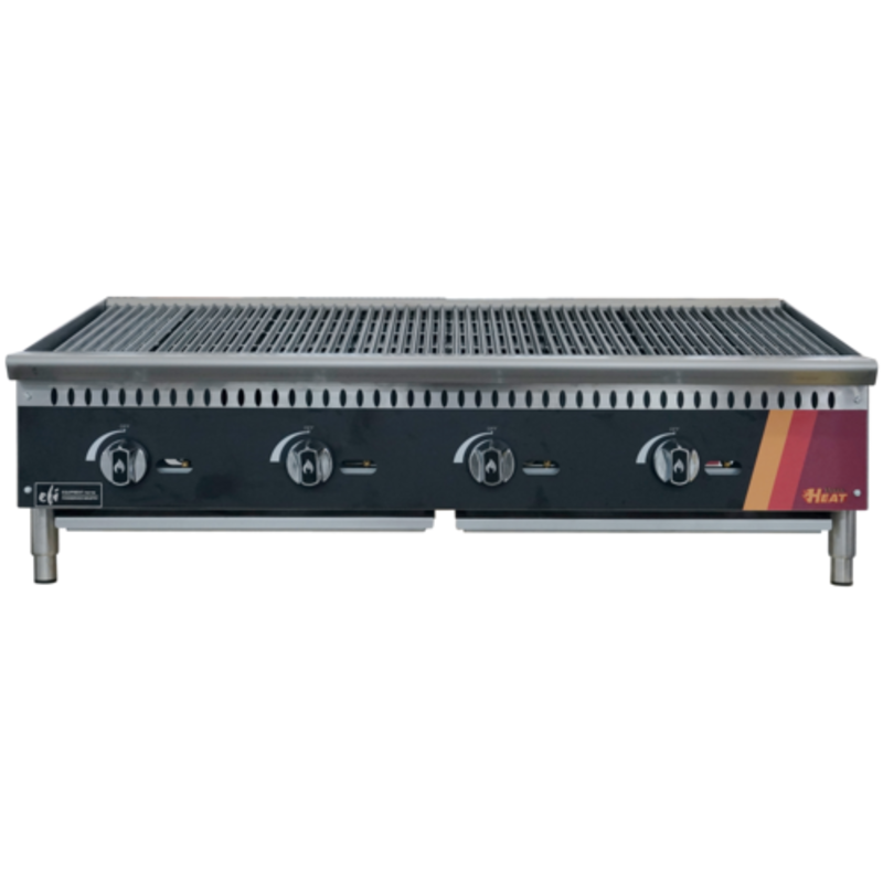 48 Inch Countertop Gas Charbroiler Featuring High-Performance Grilling Capability For Perfectly Searing Meats And Vegetables.
