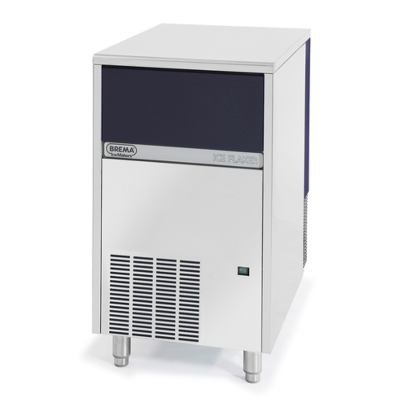 Alt Tag: Brema Commercial Air-Cooled Flake Ice Machine with 66 lbs Bin stainless steel ice maker with storage bin