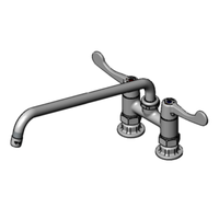 4 Inch Deck Mount Mixing Faucet With 14 Inch Swivel Nozzle For Kitchen And Utility Sinks