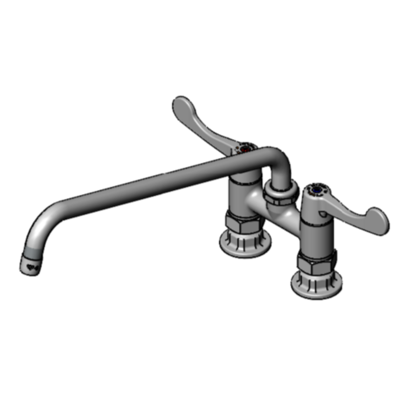 4 Inch Deck Mount Mixing Faucet With 14 Inch Swivel Nozzle For Kitchen And Utility Sinks