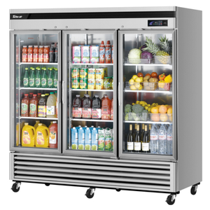 Turbo Air TSR-72GSD-N 81-7/8"W Merchandiser Refrigerator, Three-Section
