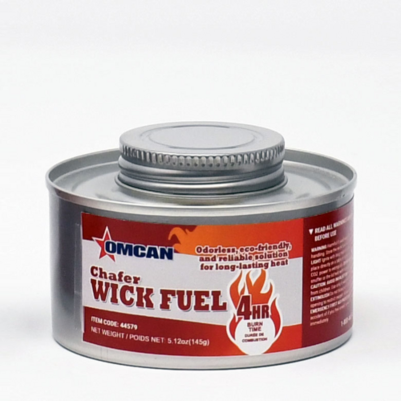 Alt Tag: Omcan 44579 6-Hour Wick Chafing Dish Fuel, Consistent Clean Burning Heat Source can with screw-top lid for catering food warming