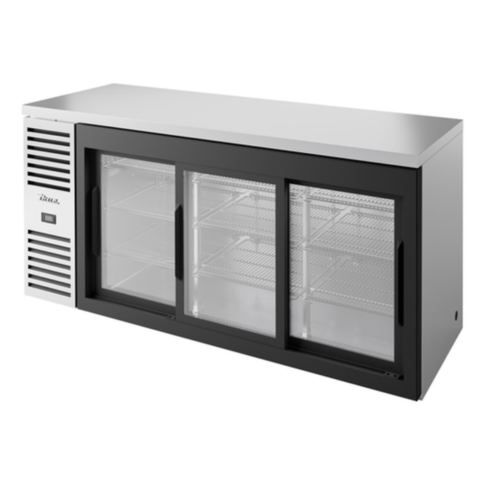 Réfrigérateur de bar arrière à trois portes coulissantes en verre True Refrigeration de 183 cm