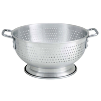 Alt Tag: Omcan 80405 16 Qt. Heavy-Duty Aluminum Colander with Handles, perforated aluminum colander bowl with side handles