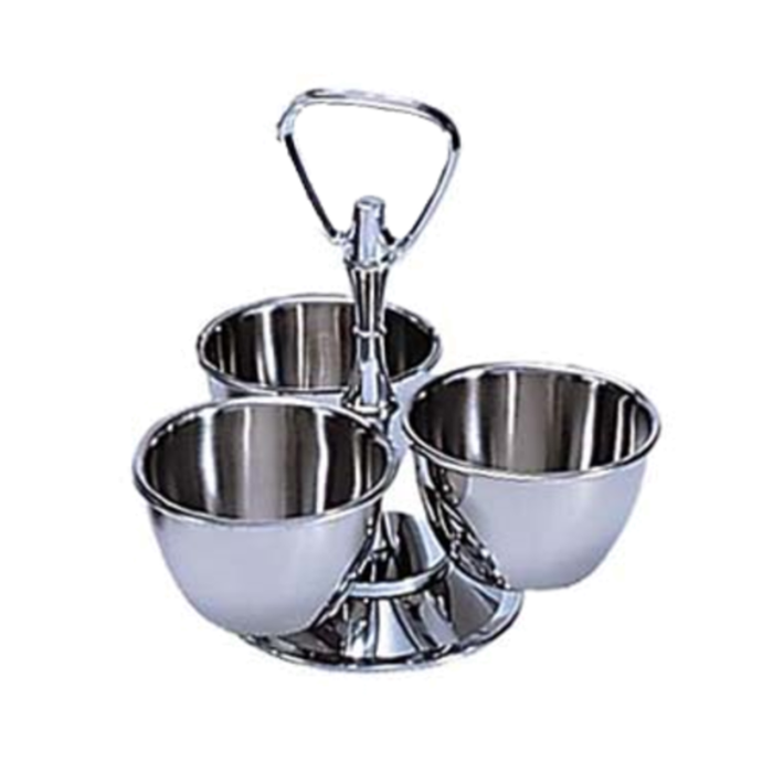 Admiral Craft MLS-3 Condiment Caddy Rack, 3-Bowl Chrome Steel Organizer