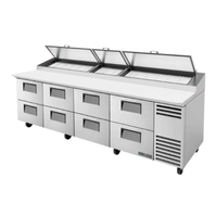 True TPP-AT-119D-8-HC 119.25-Inch Refrigerated Pizza Prep Table