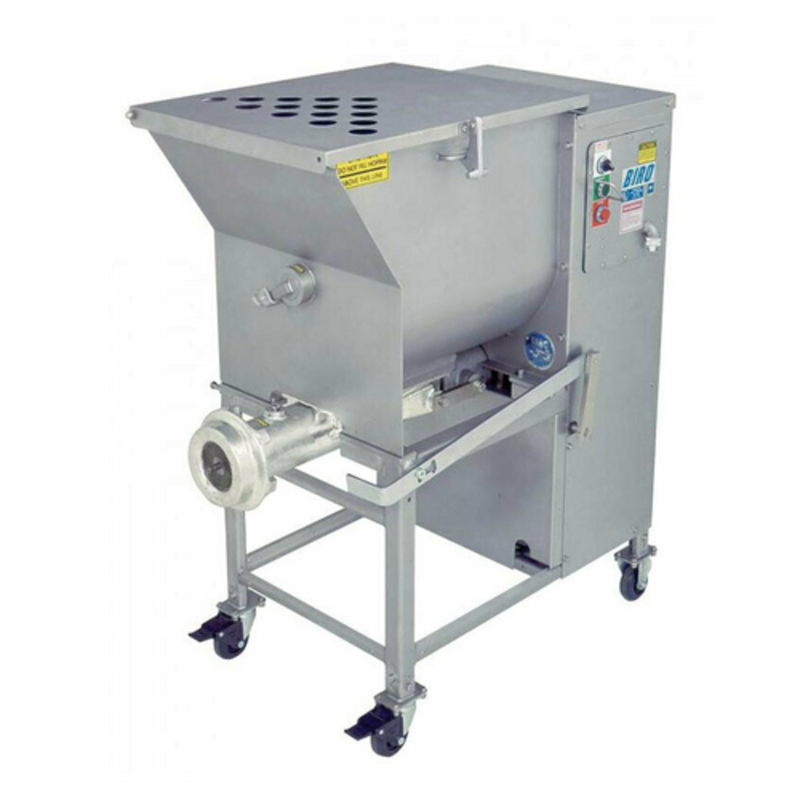 Biro Manufacturing AFMG24 Hachoir à viande électrique robuste de 5 ch, hachoir commercial en acier inoxydable de 50 lb/min sur support à roues