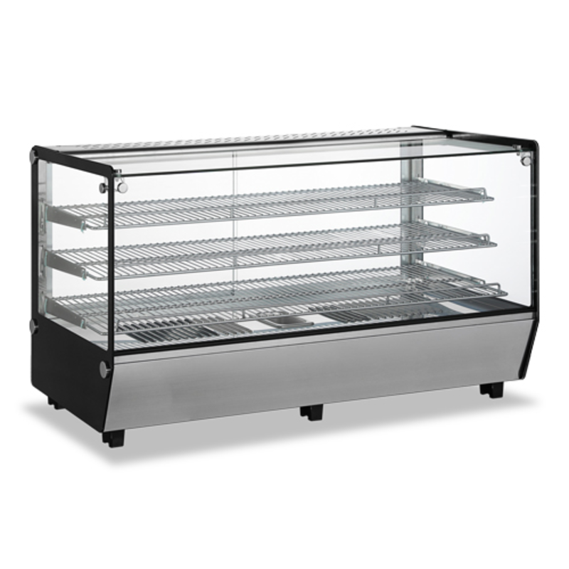 OMCAN 47428 8.9 cu.ft. Countertop Square Glass Heated Display Warmer commercial countertop food display case with multi-level shelving