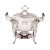 5 Quart Round Chafing Dish In Polished Stainless Steel With Elegant Handles And Lid