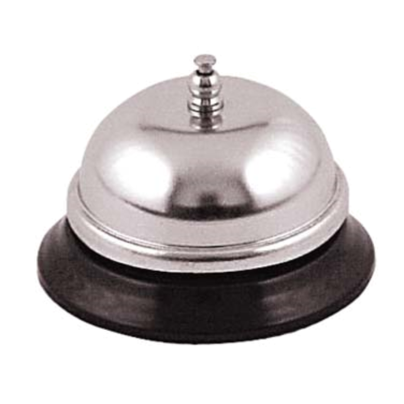 Nickel Plated Call Bell On Heavy Plastic Base For Quick Attention Signal At Desks And Counters