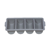 4-Compartment Plastic Cutlery Bin In Gray With Four Sections For Organizing Flatware