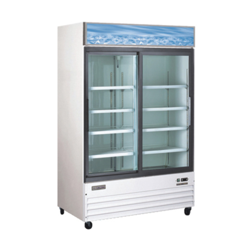 Omcan 50032 53-Inch Glass Door Display Refrigerator Merchandiser With See-Through Doors And Shelving