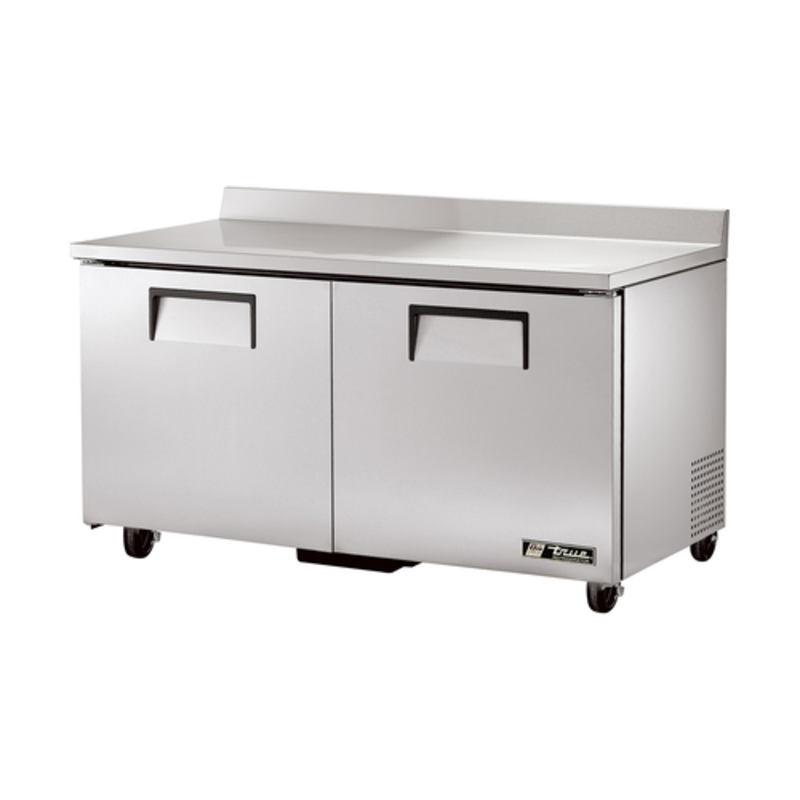 60 Inch Stainless Steel Worktop Refrigerator With Two Solid Doors And Stainless Steel Surface