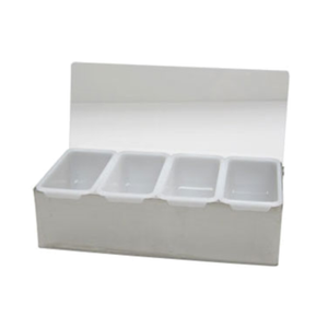 SSCH-4 Stainless Steel 4-Compartment Bar Condiment Holder 12" x 5-1/2"
