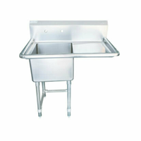 One Compartment Prep Sink With Drainboard For Commercial Kitchens, Featuring Stainless Steel Construction And Right-Side Drainboard.