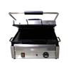 Omcan 21465 12" x 15" Electric Countertop Panini Grill With Open Lid For Cooking Sandwiches And Burgers.