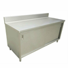 Stainless Steel Work Table With Cabinet In Commercial Kitchen Environment Featuring Spacious Surface And Enclosed Storage