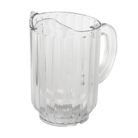 Alt Tag: Omcan 80088 60 oz. Clear Polycarbonate Plastic Beverage Pitcher clear shatter-resistant beverage server with handle