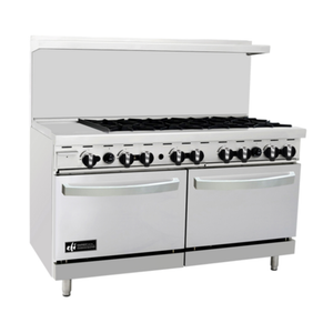 EFI RCTRS-12G-8B-N 60 Inch Gas Restaurant Range With Griddle Designed For Commercial Kitchens