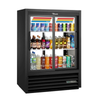 True Manufacturing 39.5-Inch Pass-Thru Glass Door Merchandiser Refrigerator Displaying Beverages And Packaged Foods