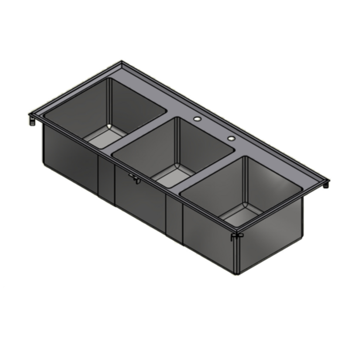 Winholt WS3T-DIS-ME-2016-12DP 56" x 25" Three Compartment Drop-In Sink