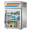 True Manufacturing GDM-05-S-HC 24-Inch Compact Countertop Display Refrigerator Showcasing Beverages And Food Items