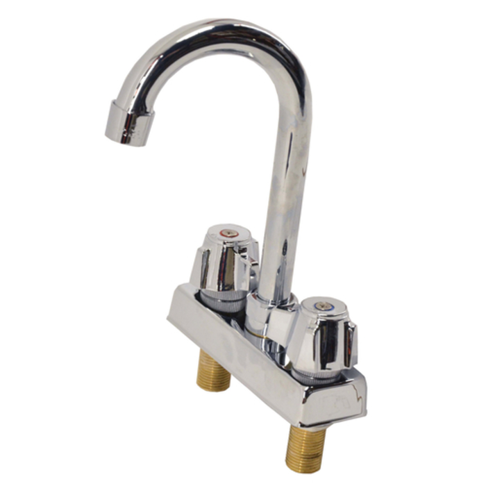 Omcan 39787 Deck Mounted Sink Faucet with 3.5″ Goose Neck Spout Faucet for Drop in Sinks