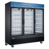 OMCAN 51087 80 Inch Wide Three-Door Glass Merchandiser Freezer for retail and foodservice display.