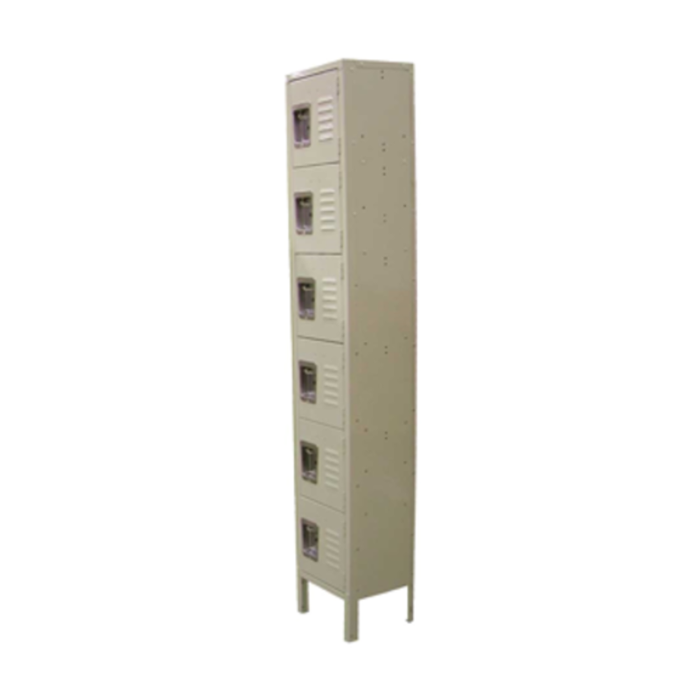 OMCAN 13134 Steel Painted Six-Tier Secure Storage Locker Unit tall steel locker with six lockable compartments